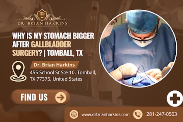why is my stomach bigger after gallbladder surgery