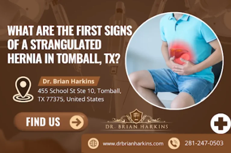 what are the first signs of a strangulated hernia in tomball tx
